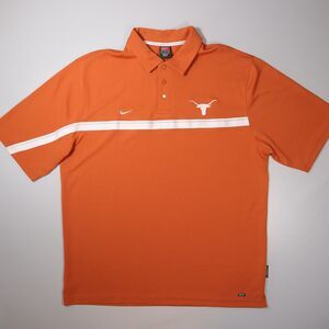 Nike Texas Longhorns Mens Large L Polo Shirt Team Dry-Fit Golf Pearl Snap